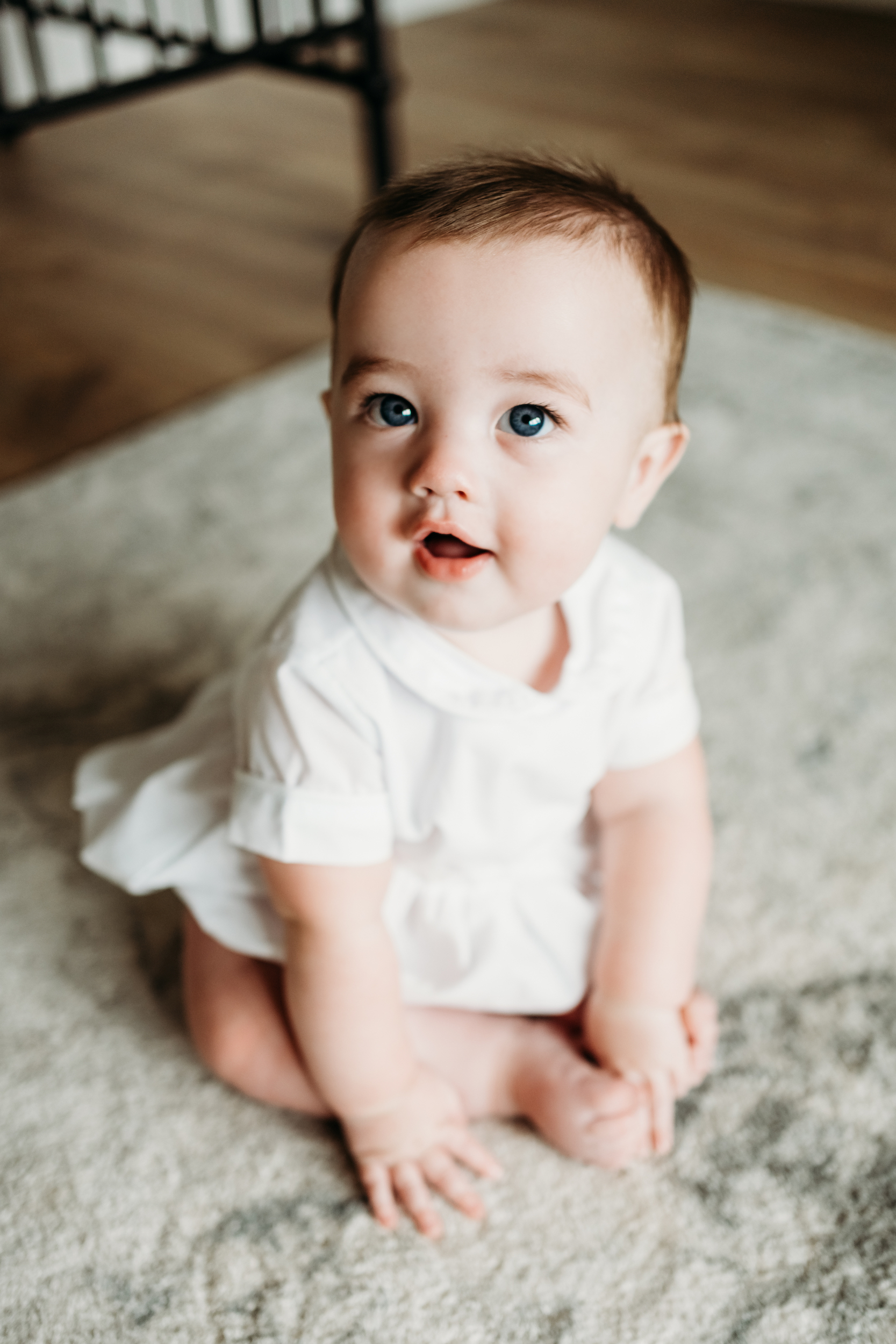 Baby with bright eyes looking at the camera after visiting Alabama Tongue-Tie Center